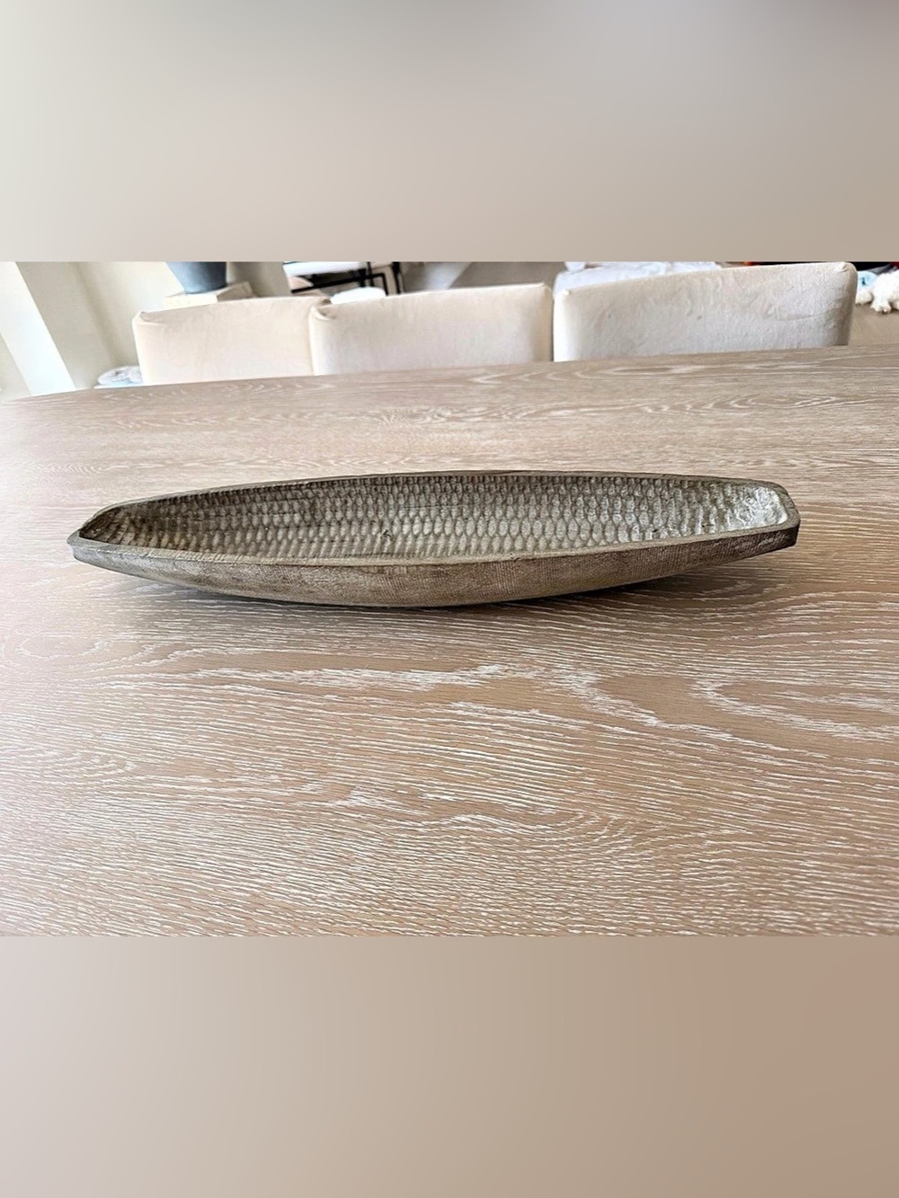 Textured Wooden Decorative Tray in Brown/toupe grey